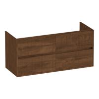 Brauer Adore Wavy - Onderkast - 120 cm - met 4 Softclose Lades Greeploos en 2 Sifon Uitsparingen - Forest Cacao