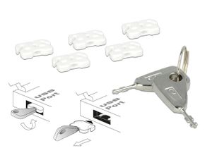 Delock 20648 USB-A-poortslot Set van 5 stuks Wit Incl. 2 sleutels