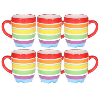 Koffiemokken Curacao - 8x stuks - Keramiek - multi kleuren - 300 ml - 8 x 11 cm - rood