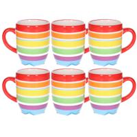 Koffiemokken Curacao - 8x stuks - Keramiek - multi kleuren - 300 ml - 8 x 11 cm - rood