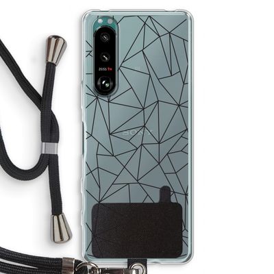 Geometrische lijnen zwart: Sony Xperia 5 III Transparant Hoesje met koord