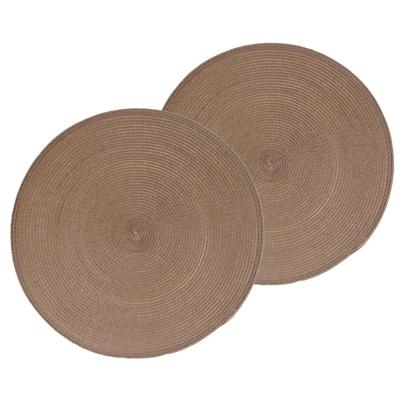 Secret de Gourmet ronde placemat - 4x stuks - taupe - gevlochten kunststof - 38 cm - Onderleggers