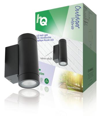 HQ ledwlout01 led wandlamp voor buiten 6 w 190 lm zwart