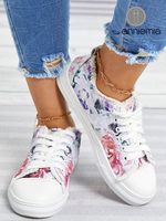 Ink Floral Casual Lace-Up Canvas Shoes - thumbnail