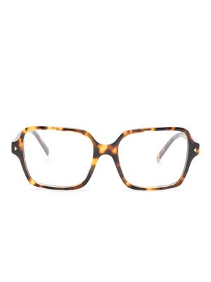 Prada Eyewear lunettes de vue carrées à effet écailles de tortue - Marron