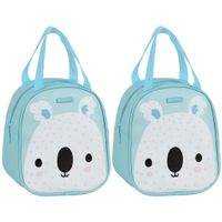 Set van 2x stuks kleine koeltassen voor lunch licht blauw met koala print 19 x 14 x 22 cm 5 liter