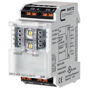 Metz Connect BMT-F-AO4 BACnet MS/TP MS/TP-module 24 V/AC, 24 V/DC 50 mA Aantal uitgangen: 4 x Inhoud: 1 stuk(s)