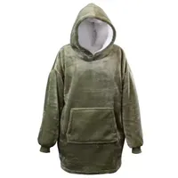 Oversized fleece hoodie diepgroen - thumbnail