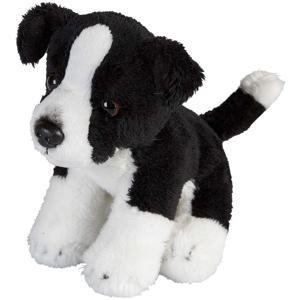 Ravensden Pluche knuffel dier Border Collie hond - zwart/wit - 15 cm