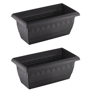 Hega Hogar Plantenbak - 4x stuks - antraciet - rechthoek - kunststof - 40 x 20 cm