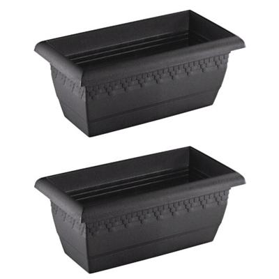 Hega Hogar Plantenbak - 4x stuks - antraciet - rechthoek - kunststof - 40 x 20 cm