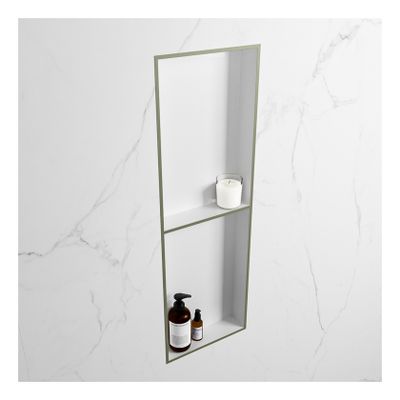 Wandnis Solid Surface Easy | In- en opbouw | 30x150x8 cm | 2 vakken | Army/Talc