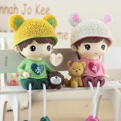 Creatieve hars ambachten opknoping voeten Adorkable paar poppen ornamenten Home bruiloft decoratie cadeau