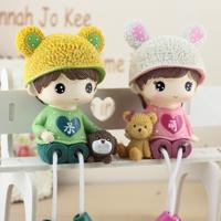 Creatieve hars ambachten opknoping voeten Adorkable paar poppen ornamenten Home bruiloft decoratie cadeau