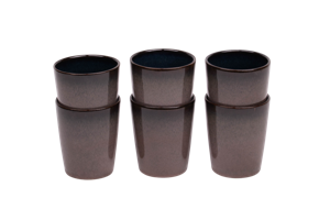 Koffiekopjes set van 6 - 250 ml - 6 persoons - Vila Nova - roze met blauw - Portugees stoneware