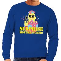 Foute paas sweater blauw surprise motherfucker voor heren