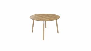 Tafel 9311 rond - 120 cm. - Wit - Eiken YT49a - Beuken naturel