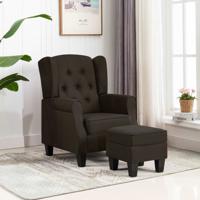 Fauteuil met voetenbankje stof donkerbruin