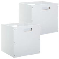 Opbergmand/kastmandje - Set van 2x stuks - Wit - 31 x 31 x 31 cm - 29 liter - Vakkenkast manden - Ho