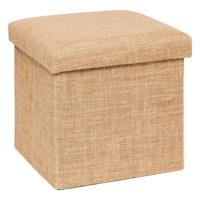 Poef/hocker Jute - opbergbox - beige - kunststof/mdf - 31 x 31 x 31 cm - opvouwbaar