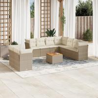 11-delige Tuinset met kussens poly rattan beige