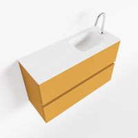 Toiletmeubel Mondiaz Ada | 80 cm | Meubelkleur Ocher | Lex wastafel Talc Rechts | 1 kraangat