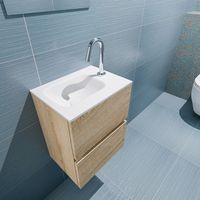 Mondiaz Ada 40cm toiletmeubel washed oak met wastafel talc links 1 kraangat - thumbnail