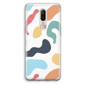 Memphis Shapes Blue: OnePlus 6 Transparant Hoesje