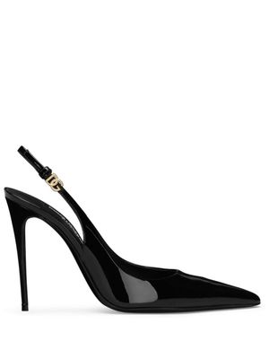 Dolce & Gabbana escarpins en cuir verni à bride arrière - Noir