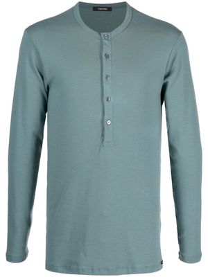 TOM FORD t-shirt boutonné à manches longues - Bleu