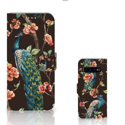 Samsung Galaxy S10 Plus | Telefoonhoesje | Met pasjeshouder | Pauw met Bloemen