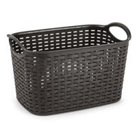 Plasticforte opbergmand - kastmandje - 6,4 liter - bruin - kunststof - 19 x 29 x 18 cm