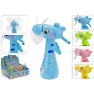 Roze waterspray ventilator giraffe 15 cm voor kinderen