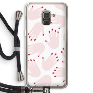 Hands pink: Samsung Galaxy A8 (2018) Transparant Hoesje met koord