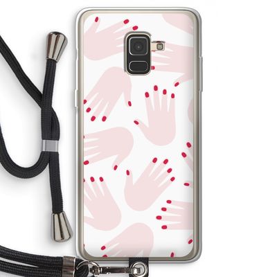 Hands pink: Samsung Galaxy A8 (2018) Transparant Hoesje met koord