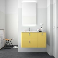 Muebles Unique badmeubel 90cm links paja geel met chromen grepen - thumbnail