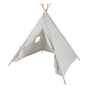 MISOU Tipi Tent - Kinderen - Speeltent - Jongens Meisjes - 120x120x150cm - Beige - Hout Katoen