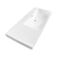 Brauer Aurora Wastafel Asymmetrisch - 100 cm - met 1 Spoelbak Rechts en 1 Kraangat - Keramiek Hoogglans Wit