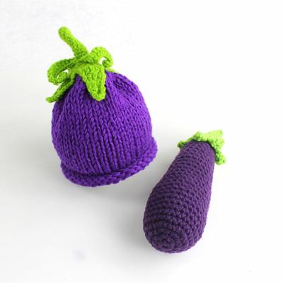 Kinderen fotografie aubergine vorm wol brei Hat + aubergine (paars)