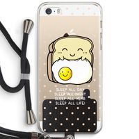 Sleep All Day: iPhone 5 / 5S / SE Transparant Hoesje met koord