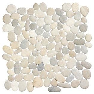 Stone Line Pebbles Mozaiek Tegel Kiezel - Wit / Grijs Kiezels Ongeglazuurd 300x300mm