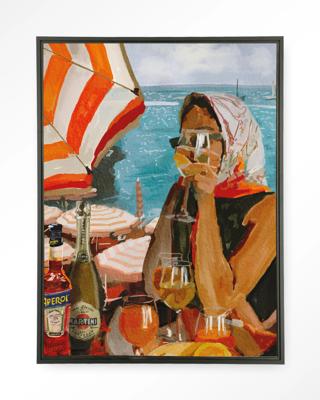 Urban Cotton Wandkleed 'Aperol O'clock' 80 x 110cm in Floating Frame - black