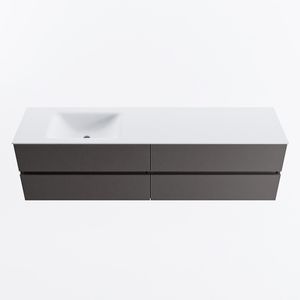MONDIAZ VICA 180cm badmeubel onderkast Dark Grey 4 lades. Wastafel CLOUD links 1 kraangat, kleur Talc.
