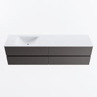 MONDIAZ VICA 180cm badmeubel onderkast Dark Grey 4 lades. Wastafel CLOUD links 1 kraangat, kleur Talc.