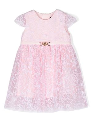 Versace Kids robe Barocco Flocked en tulle - Rose