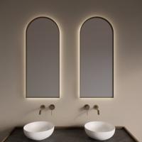 Badkamerspiegel Gliss Design Delta | 40x100 cm | Indirecte LED verlichting | Bewegingssensor | Met spiegelverwarming | Mat goud Badkamerspiegel Gliss Design Delta | 40x100 cm | Indirecte LED verlichting | Bewegingssensor | Met spiegelverwarming | Mat goud