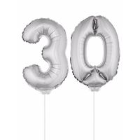 Folie ballonnen cijfer 30 zilver 41 cm   -