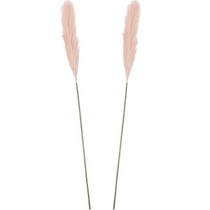 Pluimgras losse steel/tak - 2x - pastel roze - 104 cm - Decoratie kunst pluimen