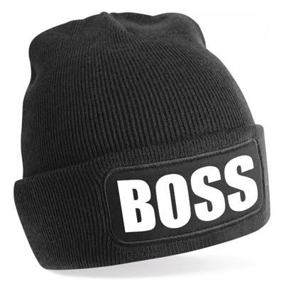Bellatio Decorations wintermuts - Boss - zwart - voor volwassenen - Wintersport - cadeau muts Bellatio Decorations wintermuts - Boss - zwart - voor volwassenen - Wintersport - cadeau muts