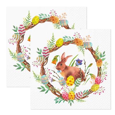Feest servetten pasen thema - konijn - 40x - papier - 3-laags - 24 x 24 cm